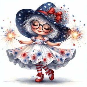 Bundle de cliparts gnome patriotique, fierté américaine du 4 juillet, JPG du 4 juillet, jour des anciens combattants, gnomes américains du Memorial Day, usage commercial gratuit
