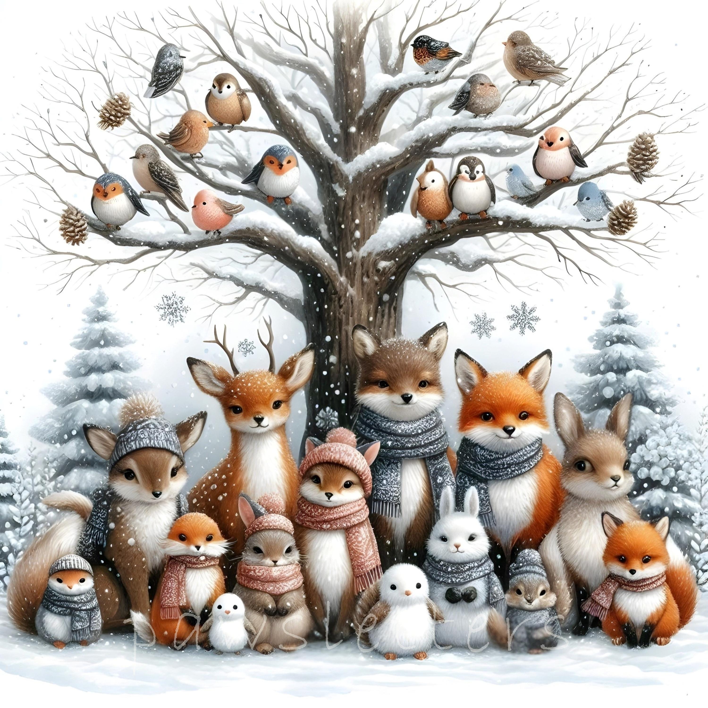 Winter Woodland Animals Art 10 High Res Watercolor Jpgs Winter Animals ...
