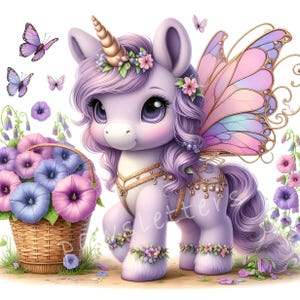 Schmetterling Einhorn Clipart, 10 niedliche Tiere JPG, Hohe Qualität 300 DPI, Aquarell Tiere, Baby Einhorn druckbare Tiere, Fantasie, Wunderlich