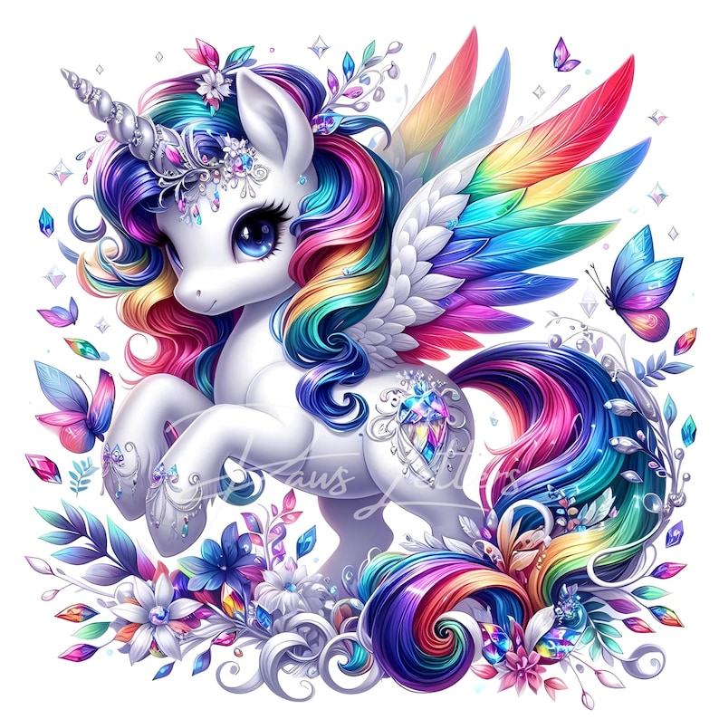 Watercolor Baby Unicorn Clipart 10 High Res Watercolor Jpgs Rainbow ...