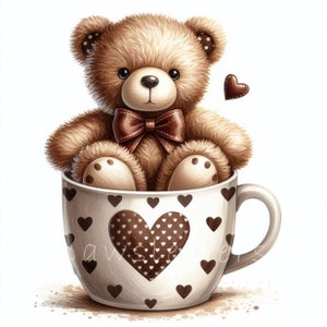 Romantic Teddy Bear Clipart V1 | Set of 10 | High Quality 300 DPI JPEGs | Valentines Gift for Digital Planner and Digital Paper Crafting