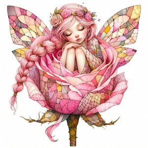 Quilted Patchwork Garden Fairy Clipart | 10 High Quality 300 DPI JPEGs | Patchwork Fairies Sewing & Craft Designs | Quilted Printable Art