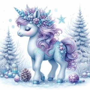 Winter Wonderland Unicorn Clipart | Set of 10 | High Quality 300 DPI ...