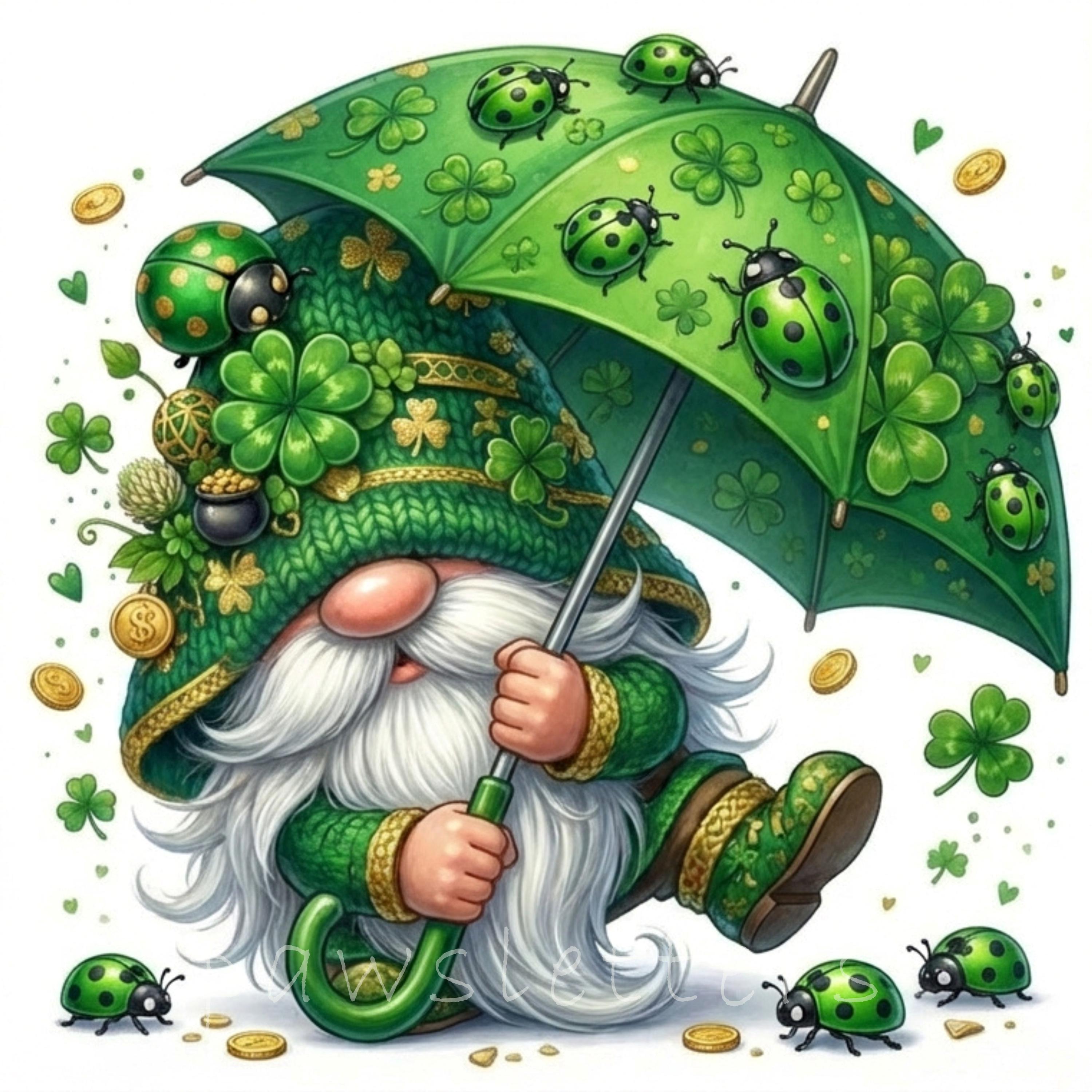 Whimsy Patrick 15 JPG Whimsical St Patrick's Day Gnome Clipart - Watercolor Lucky ...