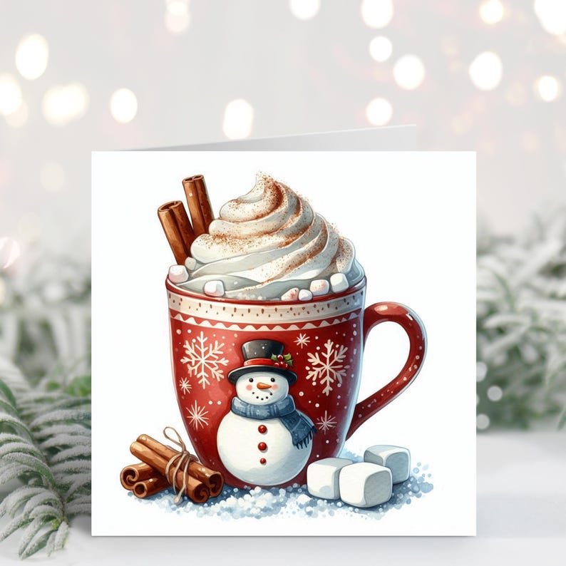 Holiday Hot Cocoa Mug Clipart 10 High Res Watercolor Jpgs Winter Hot
