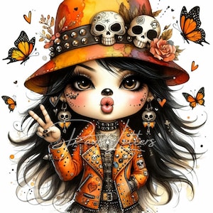 12 JPG Watercolor romantic gnome, Whimsical art halloween gnome clipart, Spooky season halloween crafts, Halloween printable, Gothic clipart