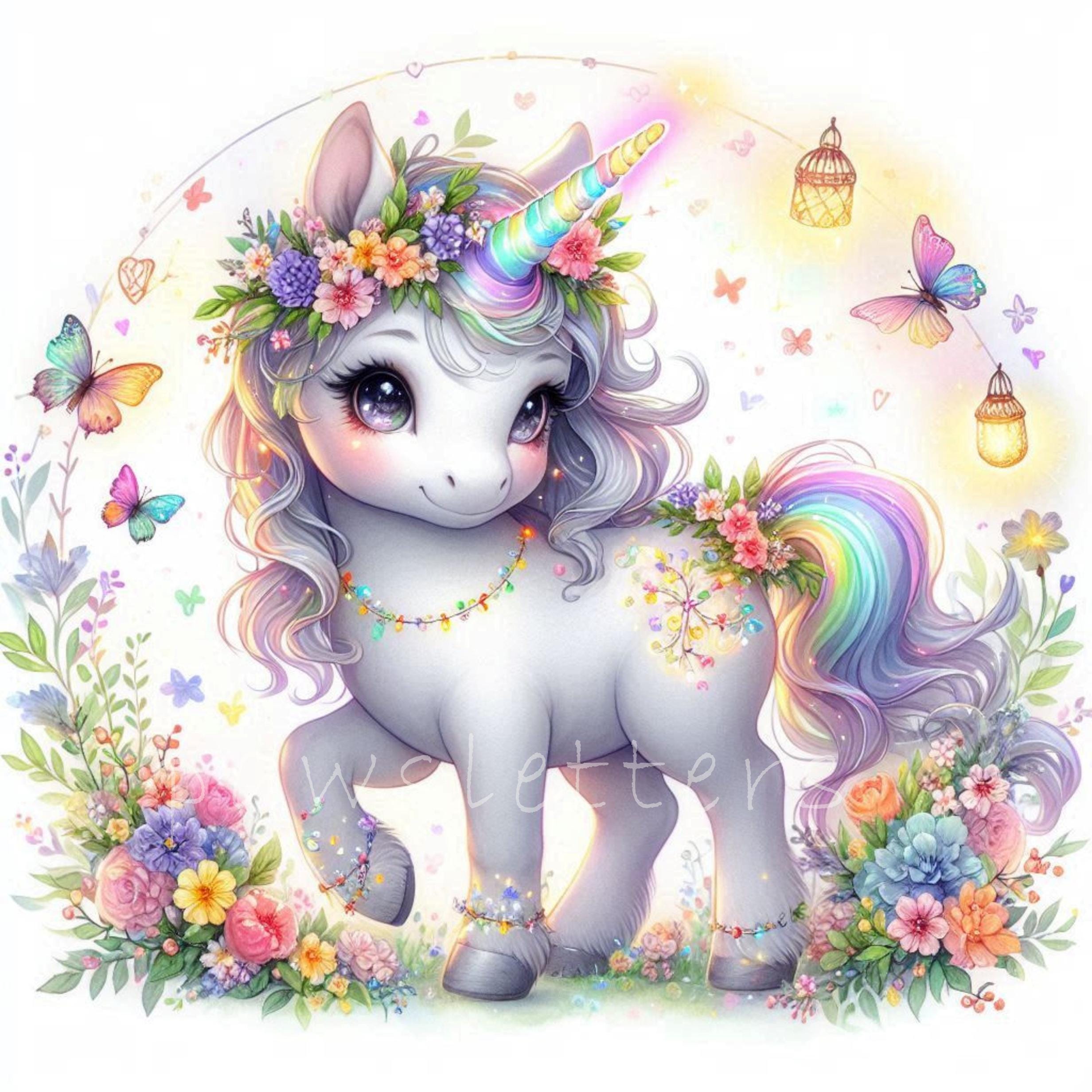 Floral Unicorns Clipart | Set of 10 | High Quality 300 DPI Jpegs ...