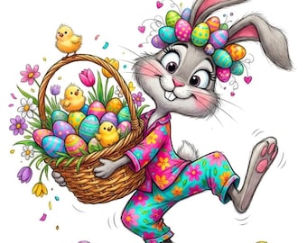 Funny Easter Bunny Clipart: Watercolor Whimsical Bunny Some Bunny Loves You Kids Spring Art Bundle (20 JPG Files)