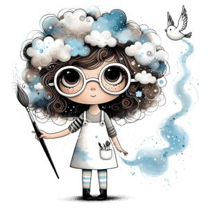 Image clipart 10 aquarelles haute résolution JPG ciel décalé, journal indésirable, scrapbooking, fabrication de cartes, téléchargement numérique, fantastique, fantaisiste