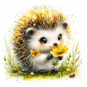 Sunbeam Hedgehog Clipart | Set of 10 | High Quality 300 DPI JPEGs | Spring Animals, Spring Florals, Hello Spring Clipart, Cards Clipart