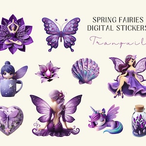 Frühlings-Feengarten, verzauberter Garten-Digital-Grafiken, Garten-Feen-Magie-Digital-Aufkleber, digitale PNG-Grafik-Set, märchenhafte Aufkleber