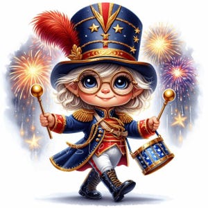 Bundle de cliparts gnome patriotique, fierté américaine du 4 juillet, JPG du 4 juillet, jour des anciens combattants, gnome batteur du Memorial Day, usage commercial gratuit