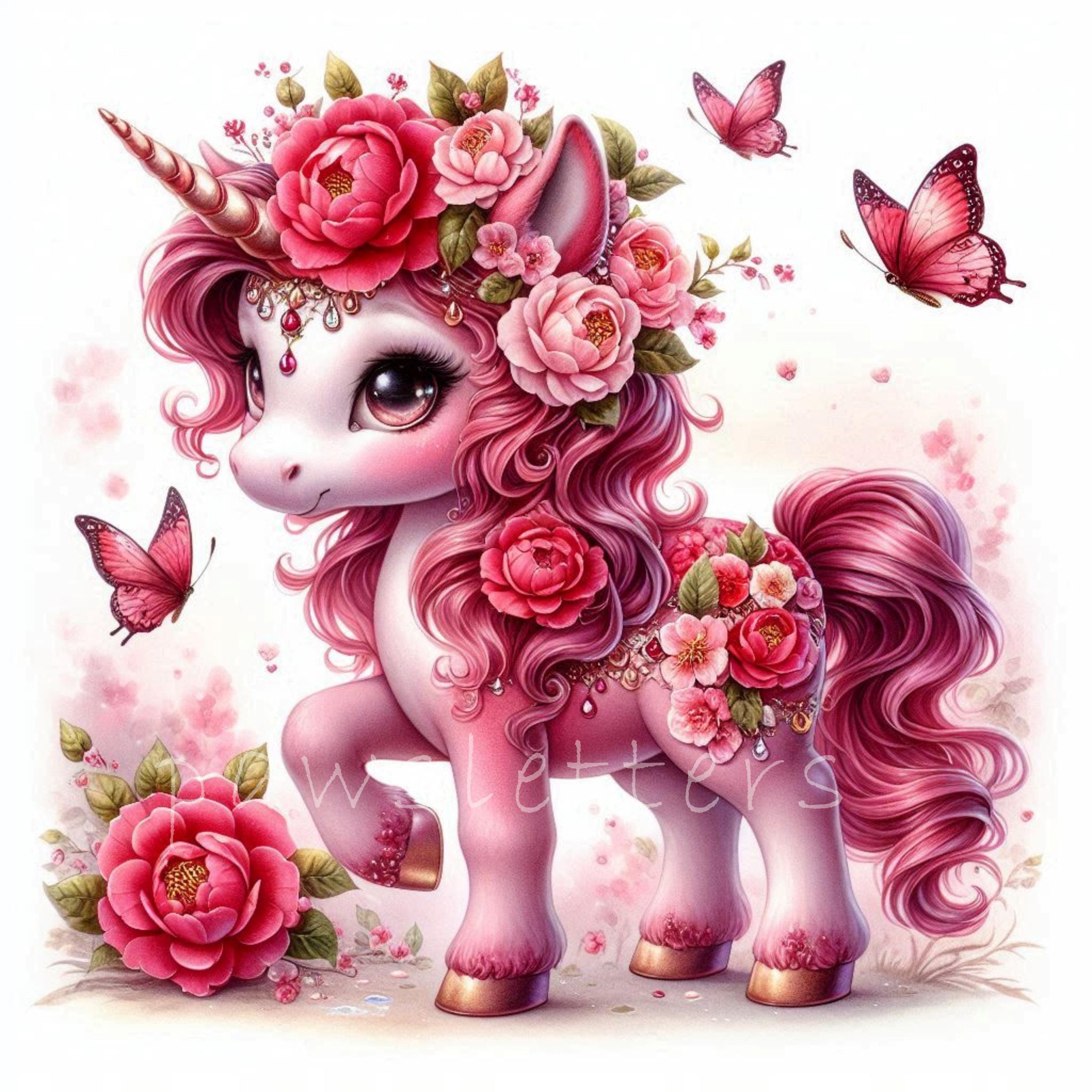 Floral Unicorns Clipart | Set of 10 | High Quality 300 DPI Jpegs ...