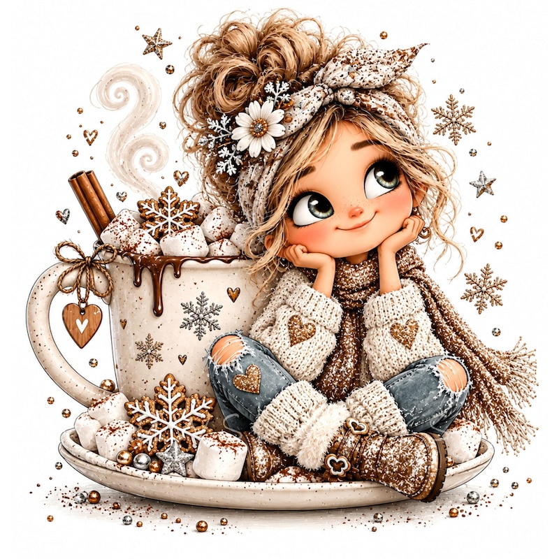 Clipart Cozy Girl - Etsy