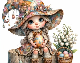 Patchwork Easter Gnome Clipart | Set of 10 | High Quality 300 DPI JPEGs | Junk Journals | Scrapbooking | Card Making | Digital Paper Craft