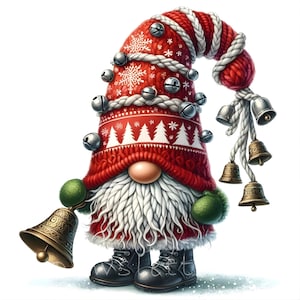 Weihnachtsglocken Clipart | 10er Set | Hohe Qualität 300 DPI JPEGs | Aquarell Wichtel Weihnachtsgrafik | Zauberhafte Weihnachts-Printables