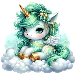 10 images JPG haute résolution de licorne de la prospérité en jade pour le journal indésirable, scrapbooking, fabrication de cartes de l'année Dragon, clipart du nouvel an chinois