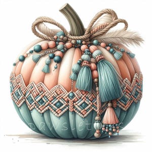 Boho Chic Pumpkin Clipart | Set of 10 | High Quality 300 DPI JPEGs, Cottagecore Fall Clipart, Rustic Fall Clipart, Boho Fall  Autumn Pumpkin