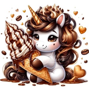 Cute Ice Cream Unicorn Clipart | 10 High-Quality JPGs | Sweet Treat Art | Kawaii Ice Cream Clipart Bundle | Dessert Art | Commercial Use