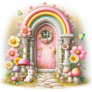 Spring Blossom Fairy Doors Clipart | Set of 10 | High Quality 300 DPI JPEGs | Floral Doors | Digital Download | Paper Craft | Junk Journal