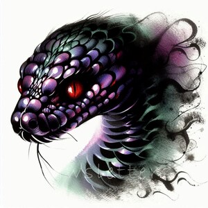 Shadow Serpent Clipart | Set of 10 | High Quality 300 DPI JPEGs | Halloween Snake Art, Watercolor Spooky Halloween Gothic Decor & Printables