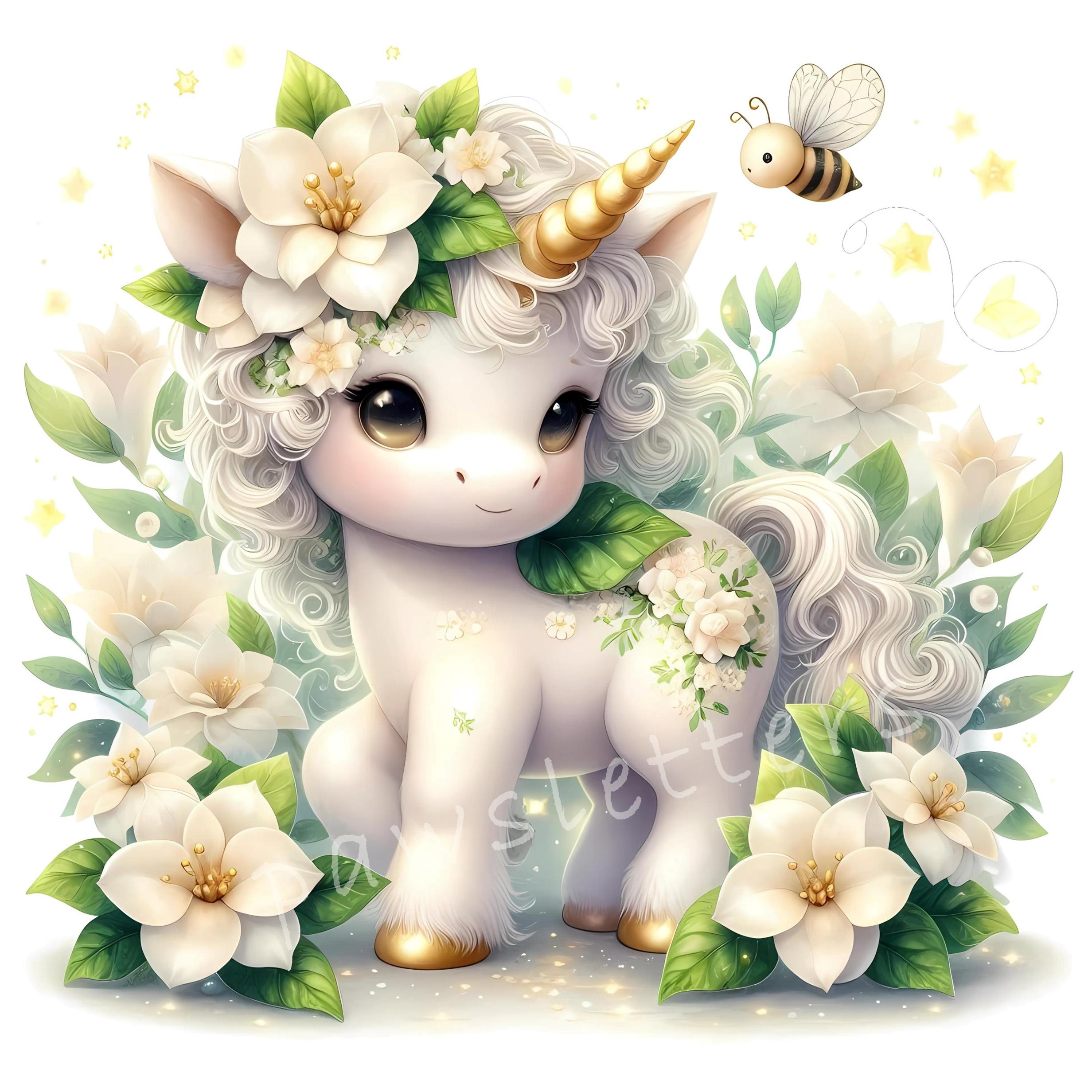 Floral Unicorns Clipart | Set of 10 | High Quality 300 DPI Jpegs ...