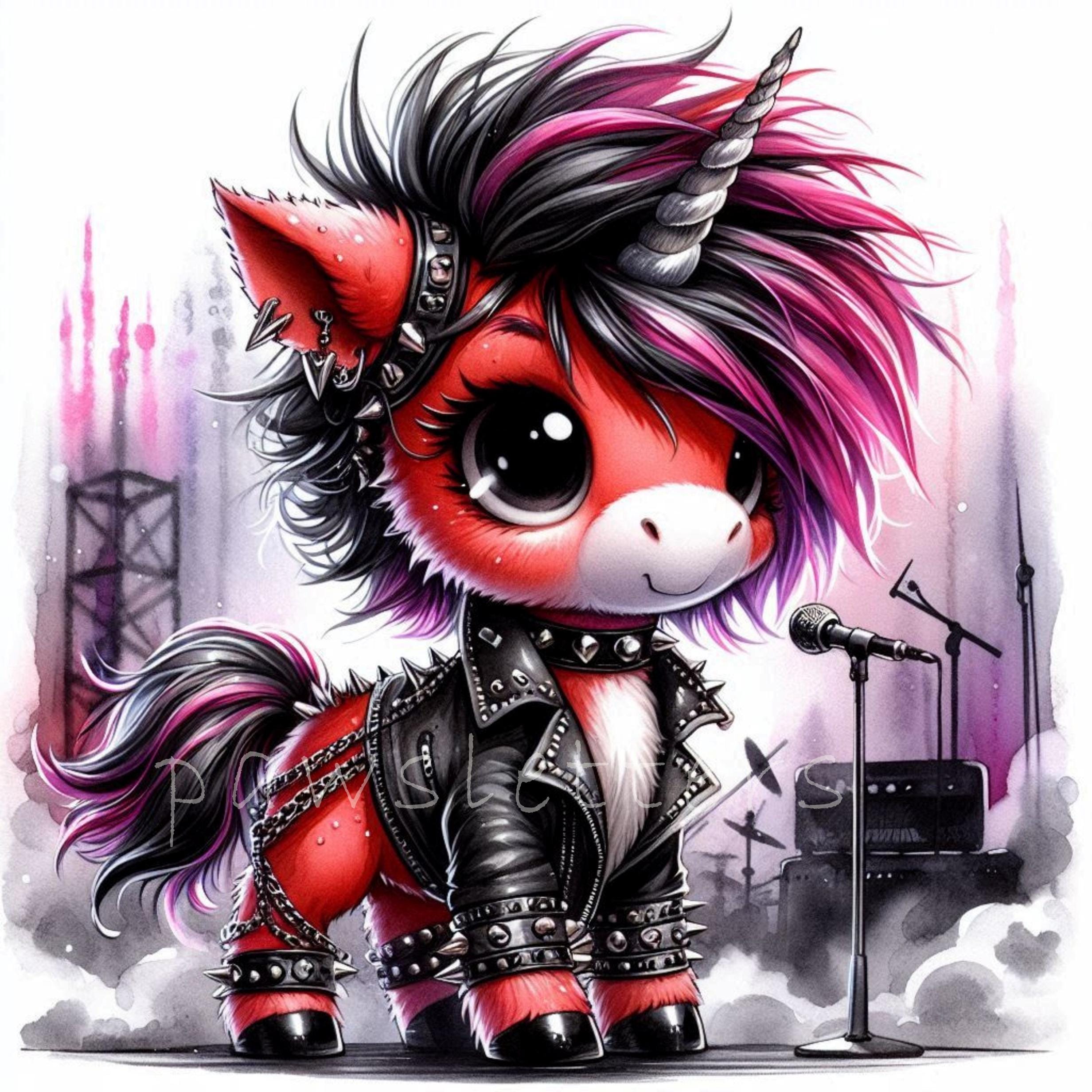Punk Rockstar Unicorn Clipart Set | Rock Band Designs (12 JPG Files) - Etsy