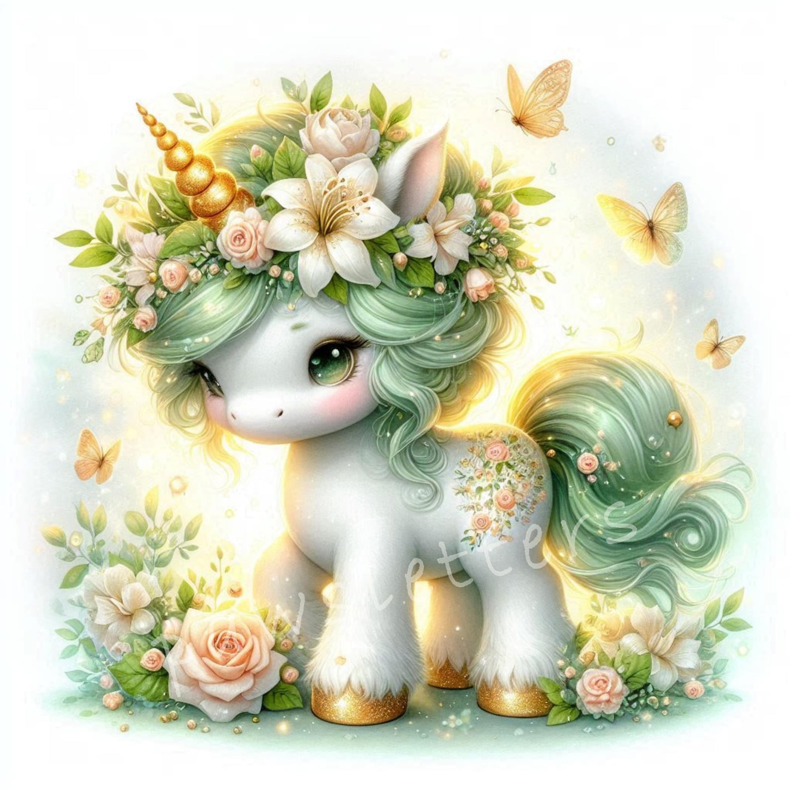 Floral Unicorns Clipart | Set of 10 | High Quality 300 DPI Jpegs ...