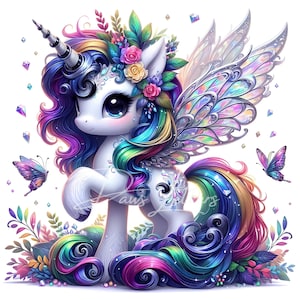 Watercolor Baby Unicorn Clipart 10 High Res Watercolor Jpgs Rainbow ...