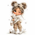 20 Girl & Snowman Clipart Bundle, Whimsical Winter Holiday Art (JPG Digital Download) product logo
