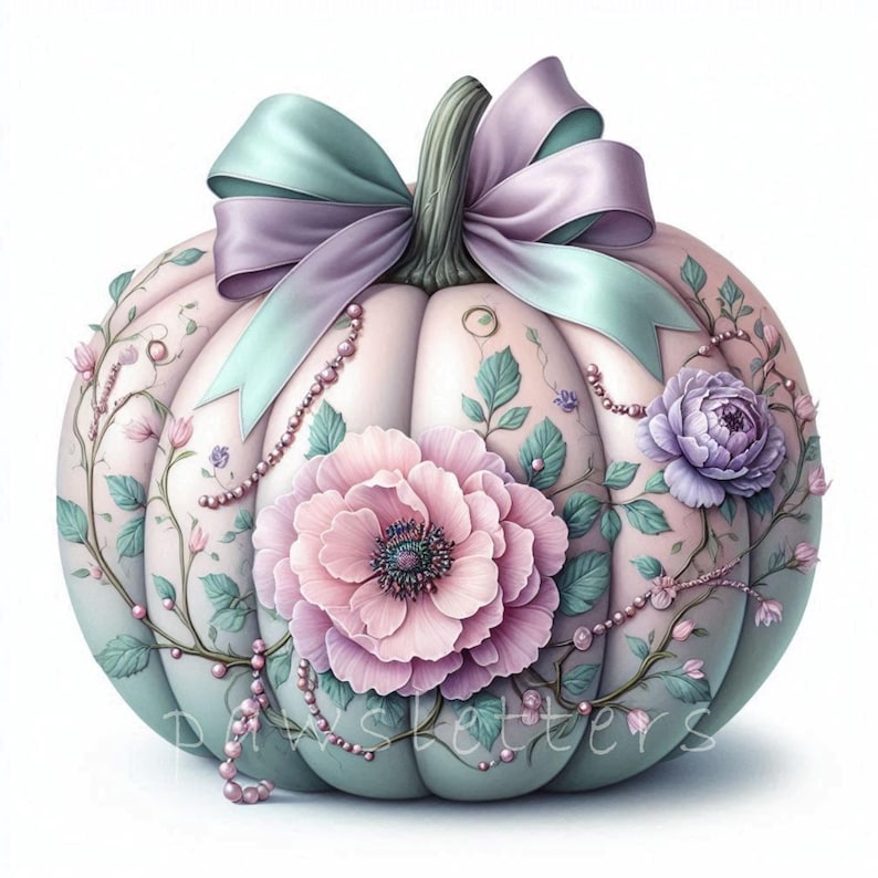 Floral Fantasy Pumpkin Clipart | Set of 10 | High Quality 300 DPI Jpegs ...