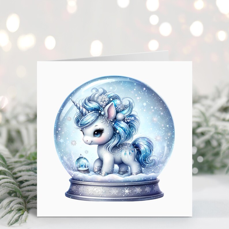 Snow Globe Unicorn Clip Art Set of 10 Pngs for Christmas Sublimation