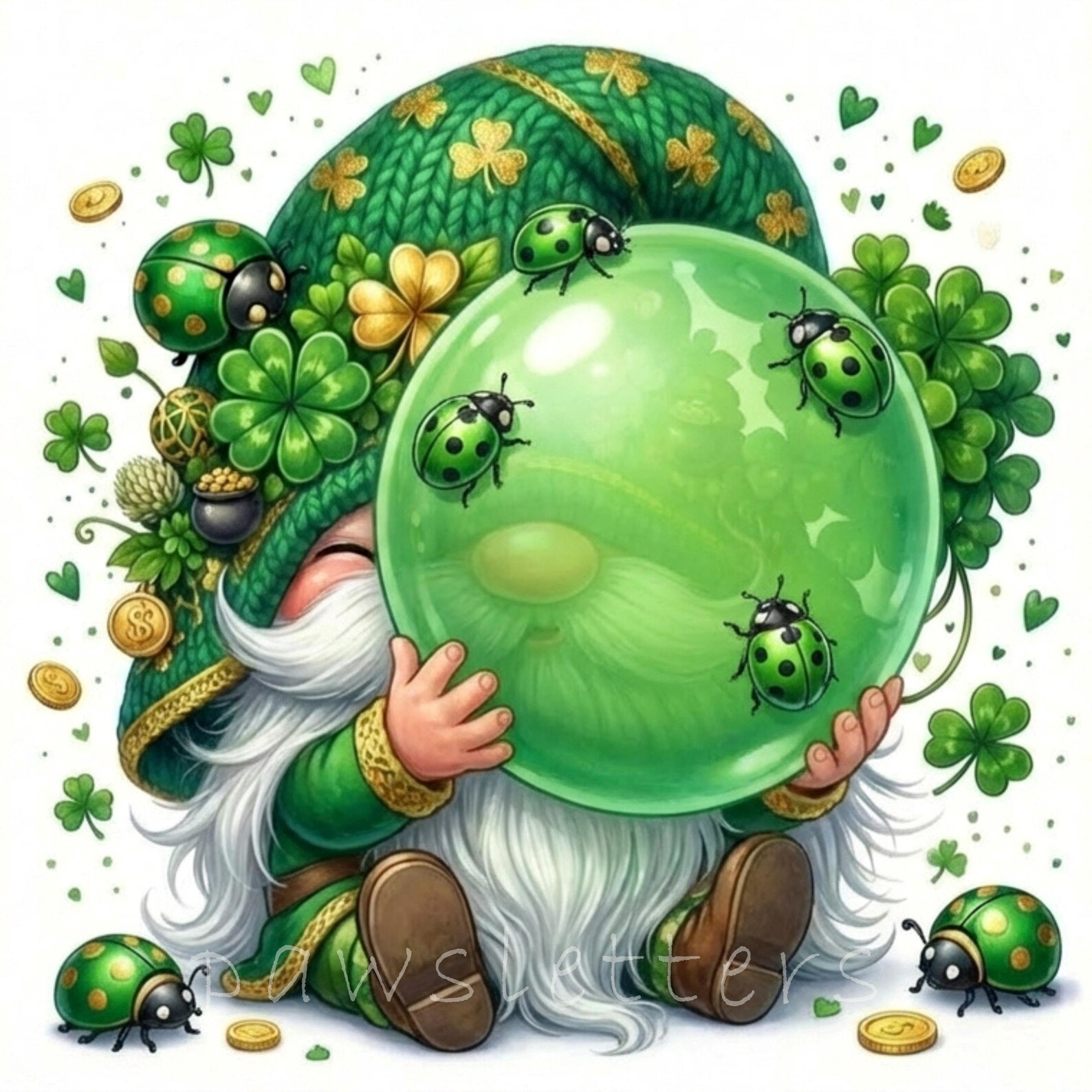 15 JPG Whimsical St Patrick's Day Gnome Clipart - Watercolor Lucky ...