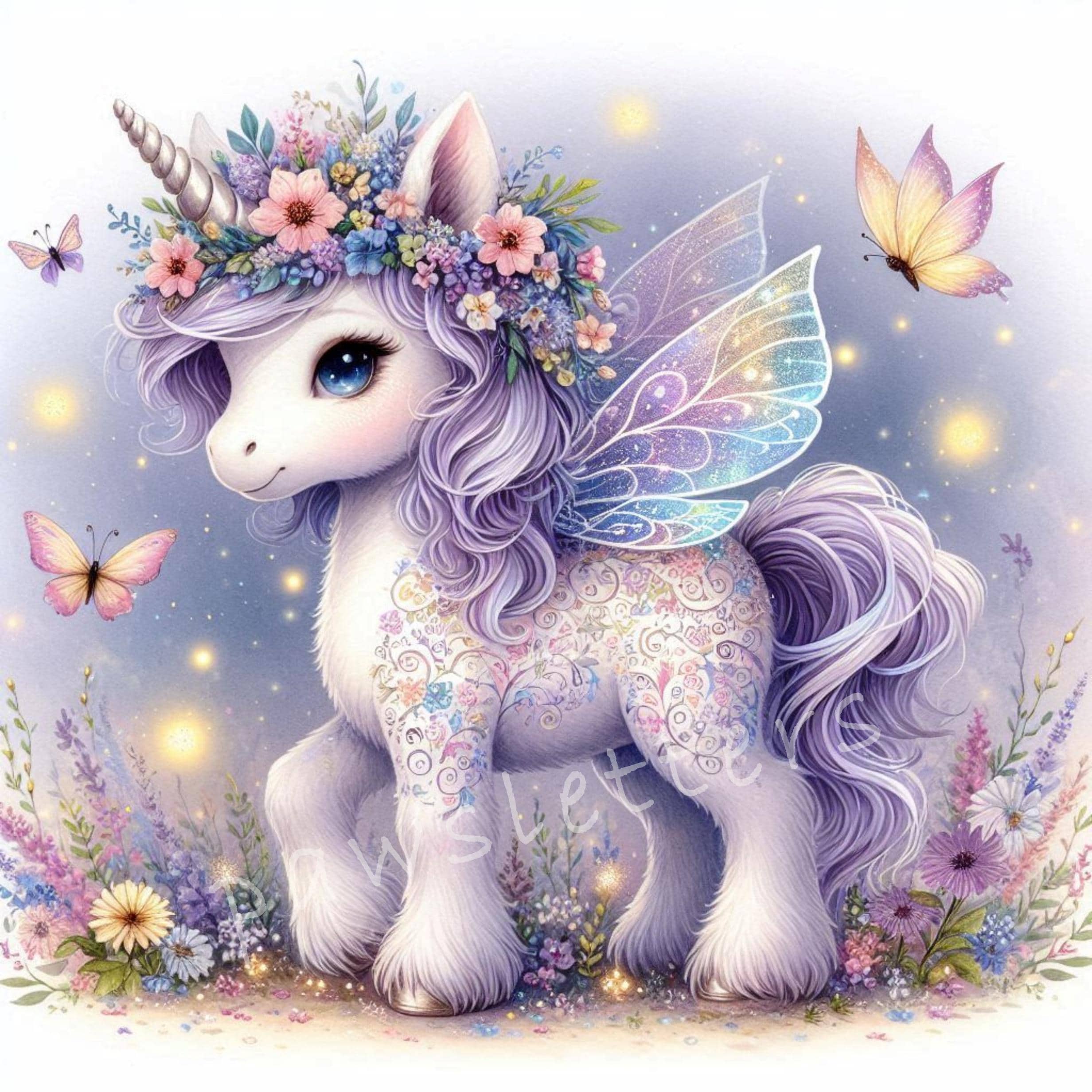 Floral Unicorns Clipart | Set of 10 | High Quality 300 DPI Jpegs ...