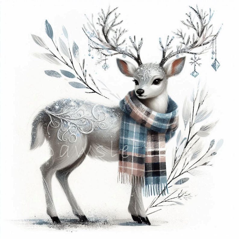 Winter Wonderland Deer Clipart | Set of 10 | High Quality 300 DPI Jpegs ...