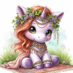 Floral Tapestry Unicorn Clipart, 10 High Res JPGs, Watercolor Boho Cute Unicorn Clip art, Card Making, Junk Journals, Fantasy, Whimsical