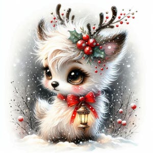 Christmas Reindeer Fawn Clipart | Set of 10 | High Quality 300 DPI ...