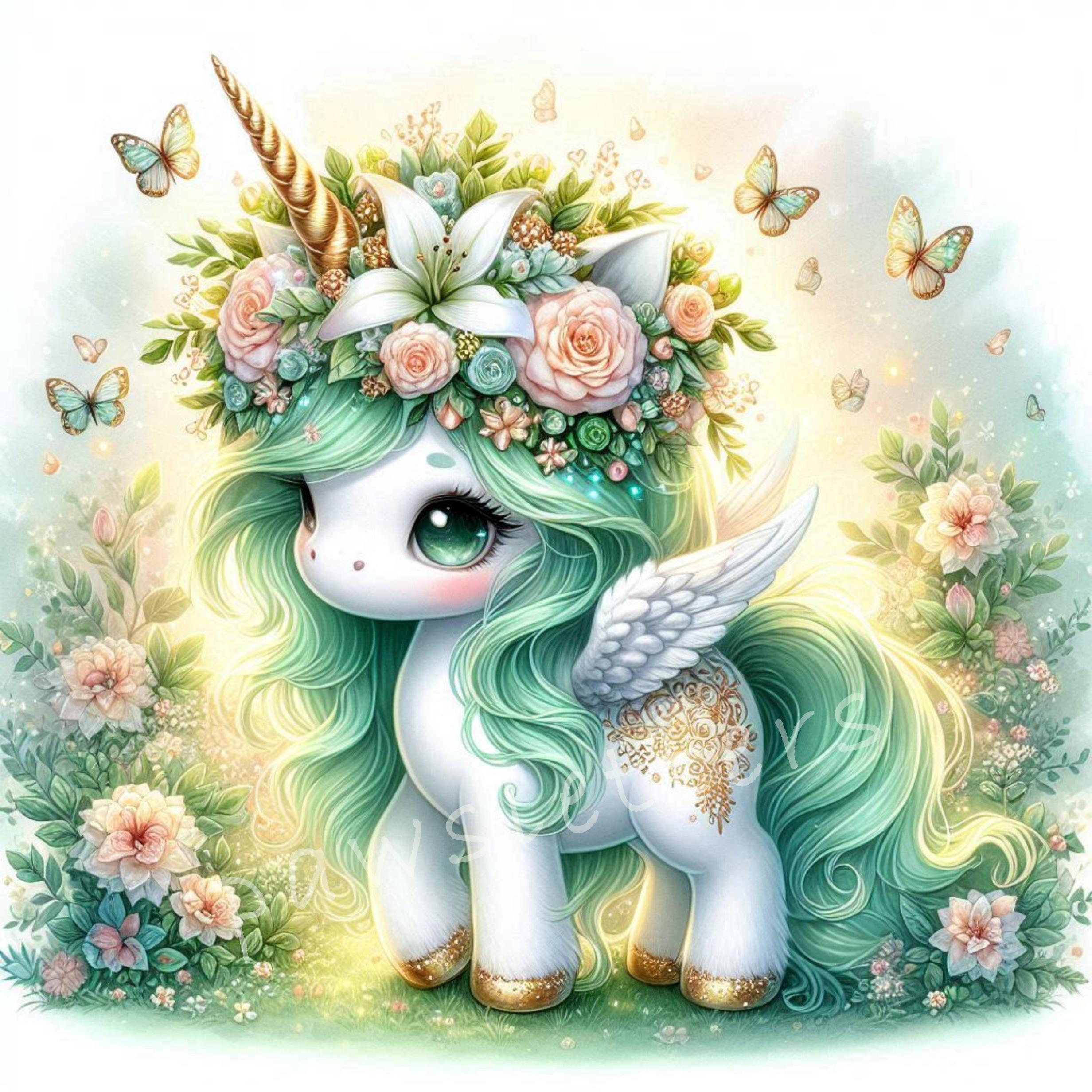 Floral Unicorns Clipart | Set of 10 | High Quality 300 DPI Jpegs ...
