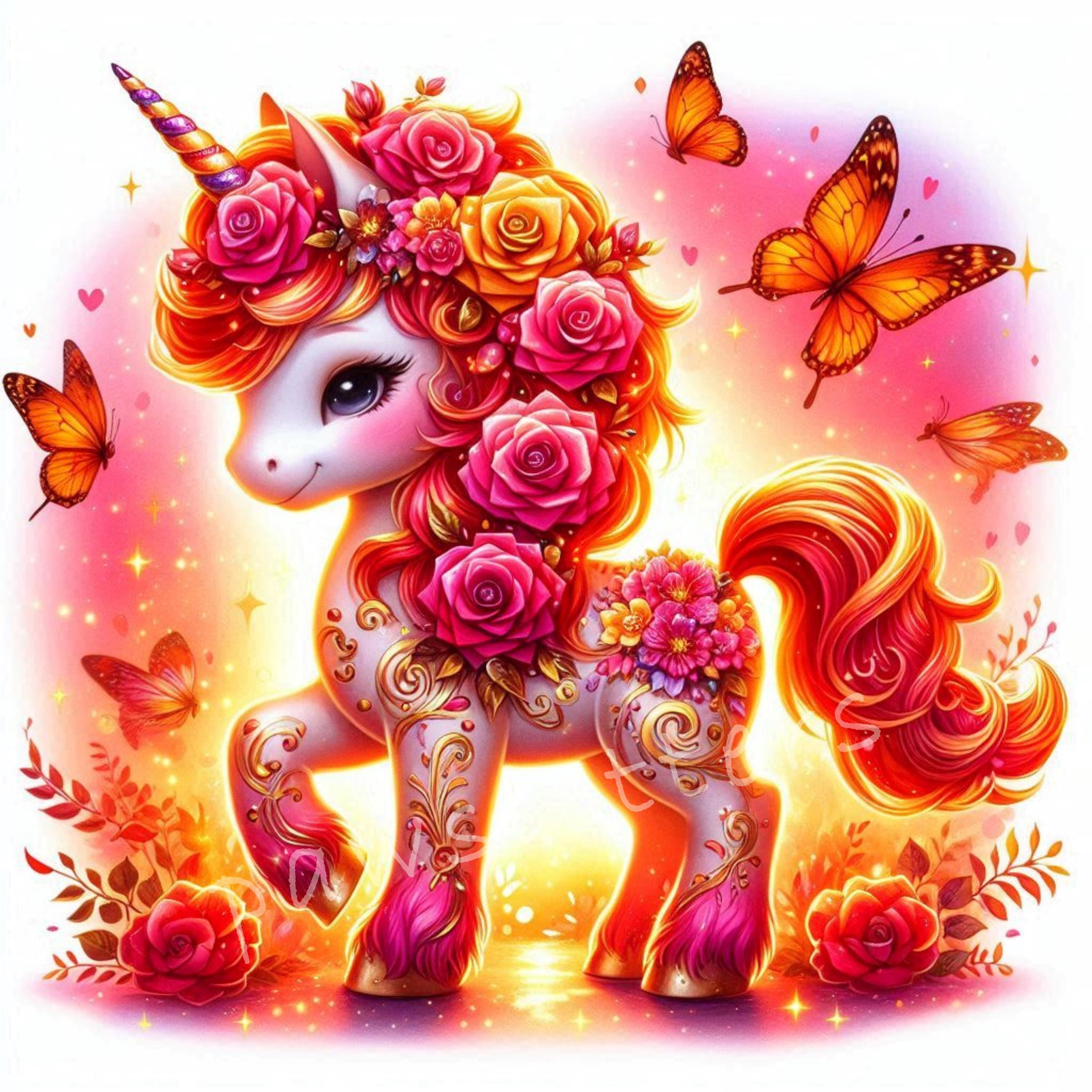 Floral Unicorns Clipart | Set of 10 | High Quality 300 DPI Jpegs ...