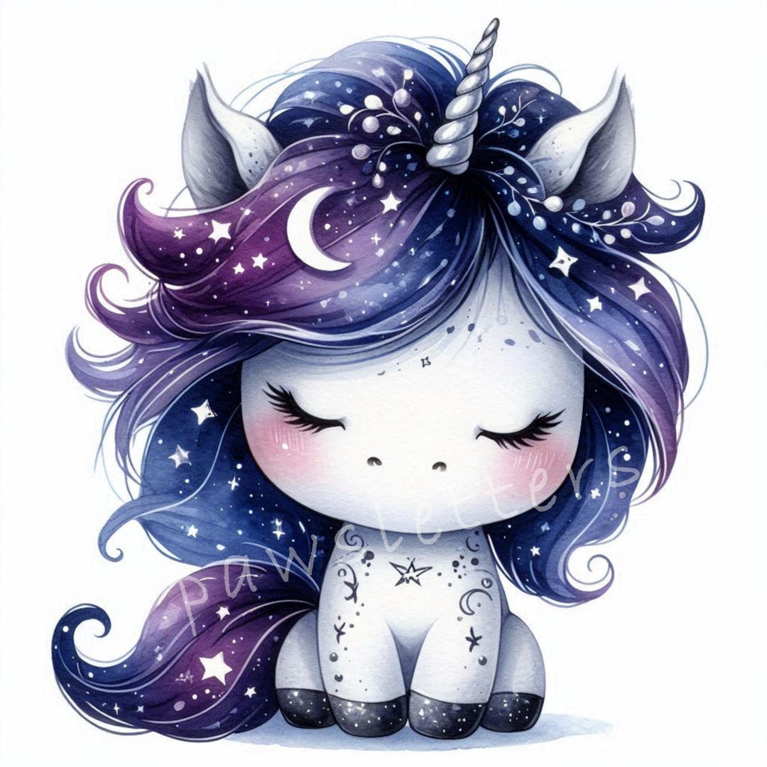 Twilight Christmas Unicorn Clip Art 10 High Res Watercolor Jpgs, Junk ...