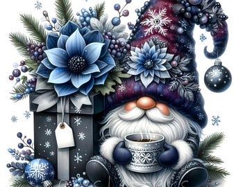 Cozy Winter Gnomes Clipart | 10 High Quality 300 DPI JPEGs | Watercolor Gnome Christmas Graphics Xmas Gift Card Festive Holidays Home Decor