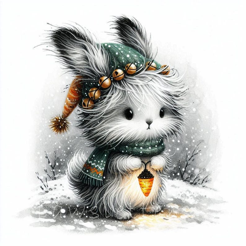 Elf Rabbit Prinatable Christmas Elf Bunny Clipart | Set of 10 | High Quality 300 DPI Jpegs ...