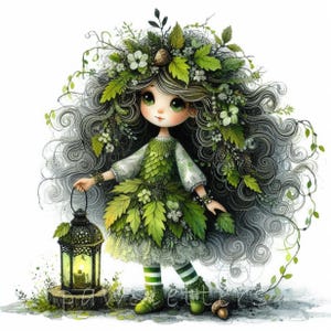 Enchanted Forest Guardian Clipart | Set of 10 | High Quality 300 DPI JPEGs | Magical Fantasy Watercolor Art | Scrapbooking Fairytale Clipart