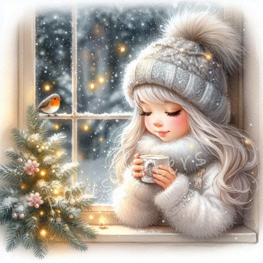 Frosty Window Watcher Gnomes Clipart 10 High Res Watercolor Jpgs Winter ...