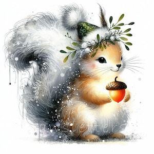 Mistletoe Squirrel Clipart | Set of 10 | High Quality 300 DPI JPEGs | Winter Animals | Cute Holiday Animals, Christmas Digital Paper Craft
