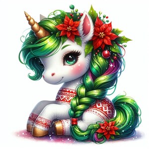Watercolor Baby Unicorn Clipart | Cute Christmas Unicorn Clipart | Winter Holidays | Commercial Use | Watercolor Unicorn | Baby Shower | Unicorn Birthday Fantasy Clipart | Christmas Clipart | Winter Holidays Decor Christmas Gifts | Christmas Graphics