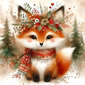 Clipart animaux des bois, 10 bébés animaux des bois d'hiver aquarelle 300 DPI JPG de haute qualité, décoration de chambre d'enfant des bois, animaux de la forêt bohème