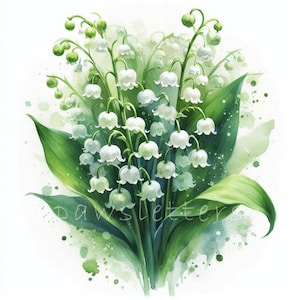 Printable Lily of the Valley Bouquet Clipart | Set of 10 | High Quality 300 DPI JPEGs | Digital Download for Scrapbooking & Craft Projects