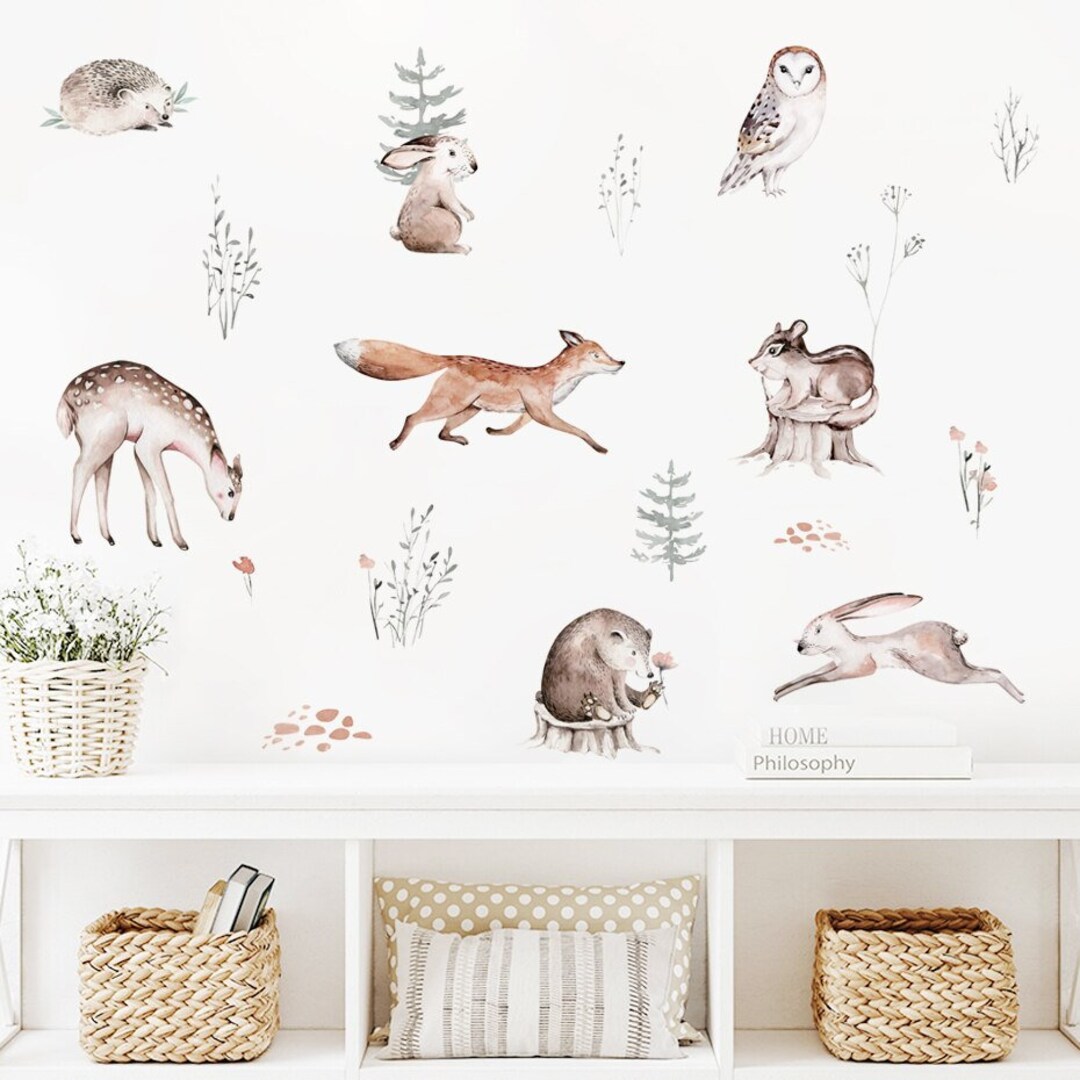 Woodland Animals Wall Decals Etsy