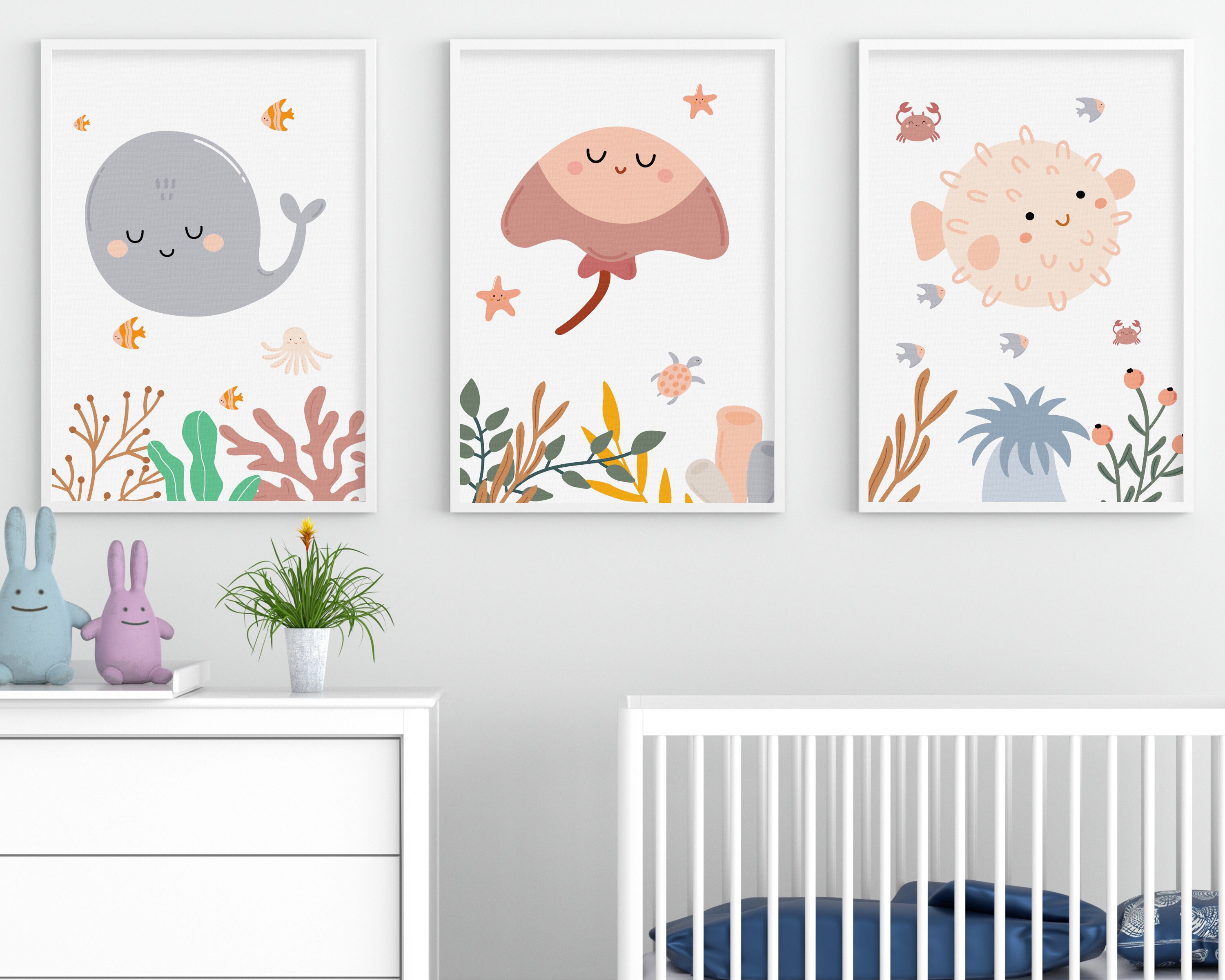 Ocean Themed Wall Art Under the Sea Nursery Print Nautical Etsy UK